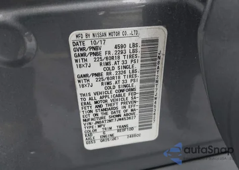 2018 Nissan Rogue Sl from USA, damaged, VIN JN8AT2MT7JW453627